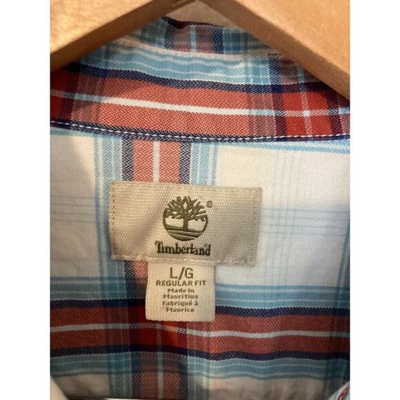 Timberland Shirt Mens Large Multicolor Plaid Button Up Regular Fit Cotton - Picture 4 of 14